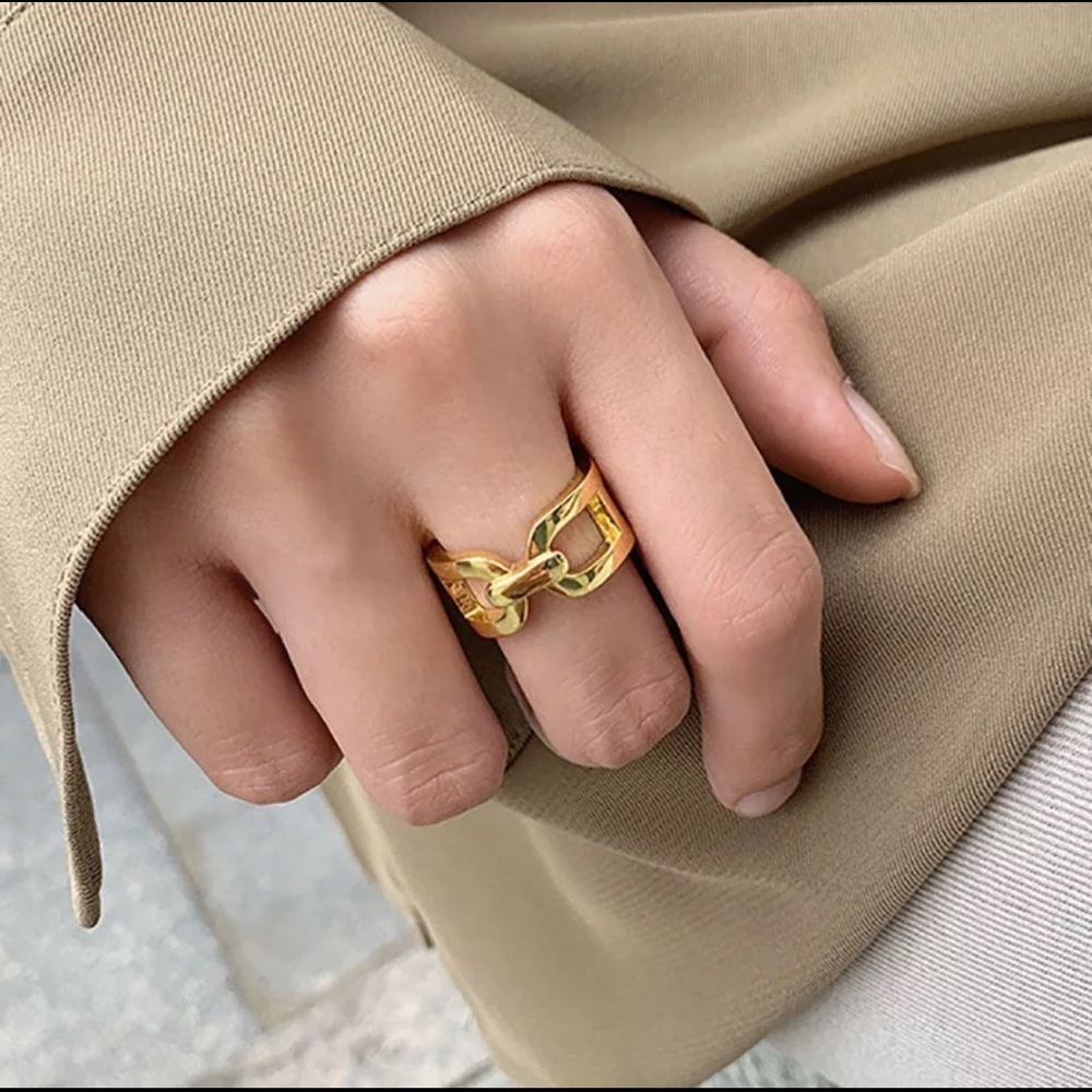 New 925 Sterling Silver, Adjustable, Fashion, Stylish, Gold Color Ring